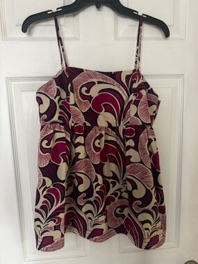 Banana Republic Flowy Baby Doll Top Pink/Navy/White Size 8 Removable Straps